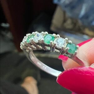 Green Gemstone Sterling Silver Ring